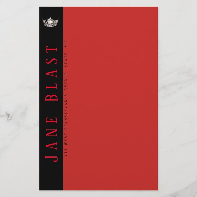 Miss America style Crown Stationery-Turquoise/Wht Stationery (Front)