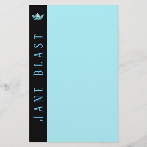 Miss America style Crown Stationery_TurquoiseWht Stationery