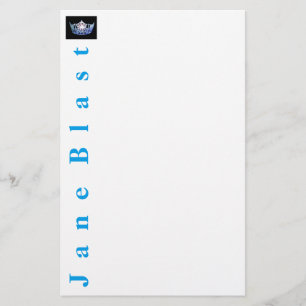 Miss America style Crown Stationery-Turquoise/Wht Stationery