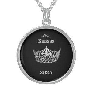 Miss America style Crown Sterling Silver Necklace