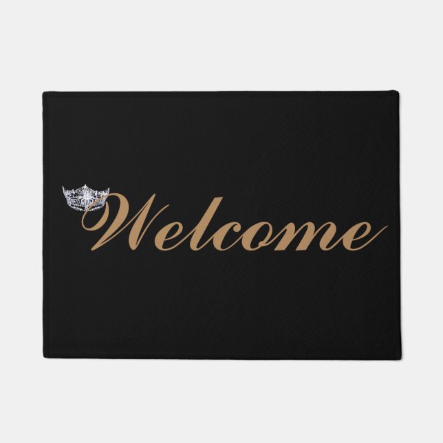 Miss America style Crown Welcome Custom Door Mat (Front)
