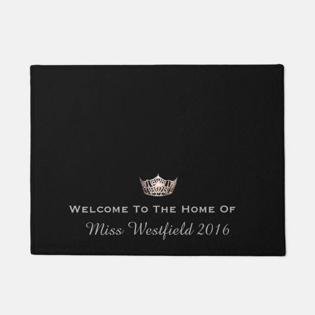Miss America style Crown Welcome Custom Door Mat (Front)
