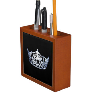 Miss America style Crown Wood Desk Organizer