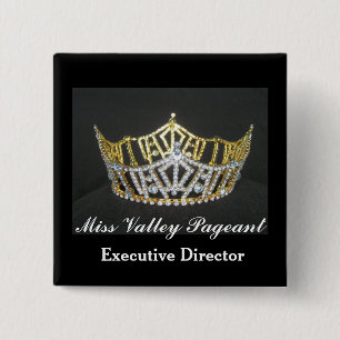 Miss America Style Custom Pageant Buttons-Crown Button