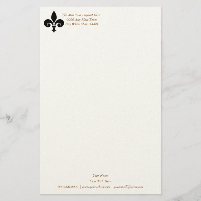 Miss America style Fleur Di Li Stationery Sheet (Front)