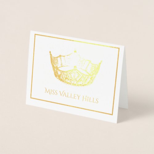 Miss America Style Foil Crown Note Card