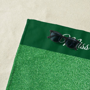 Miss America style Glitter Pageant Beach Towel