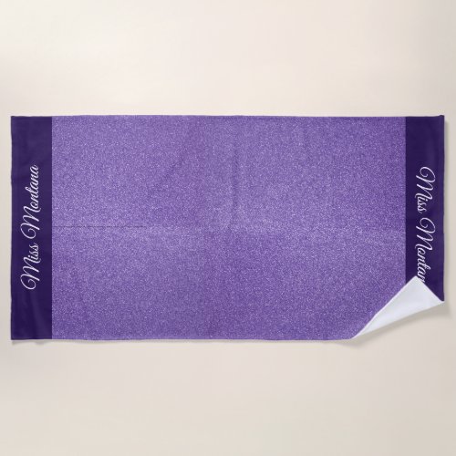 Miss America style Glitter Pageant Beach Towel