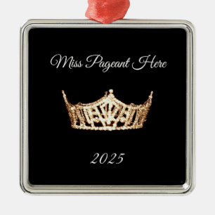 Miss America style Gold Crown Christmas Ornament