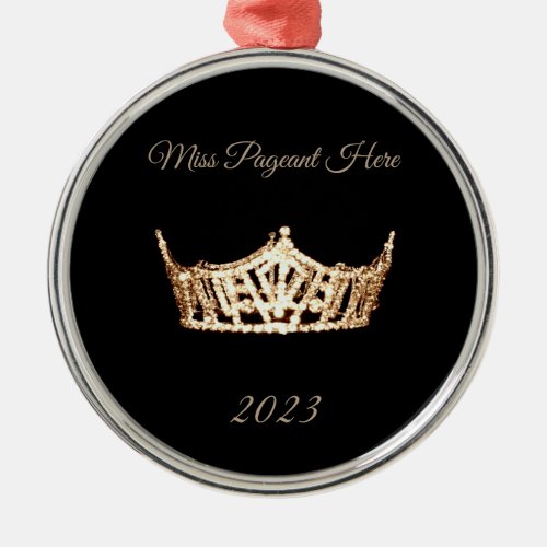 Miss America style Gold Crown Christmas Ornament