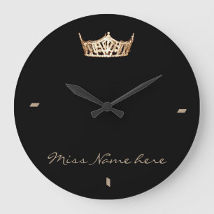 Miss America style Gold Crown Clock