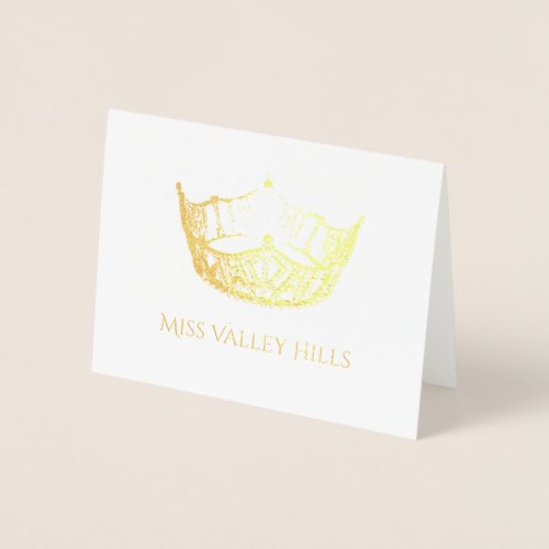 Miss America Style Gold Foil Crown Note Card