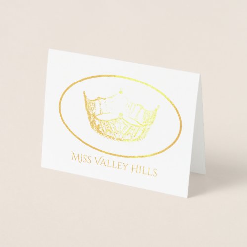 Miss America Style Gold Foil Crown Note Card_Sm Foil Card