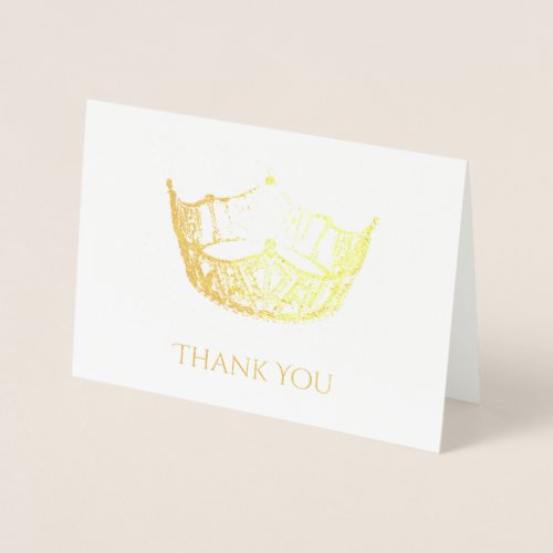 Miss America Style Gold Foil Crown Thank You Card