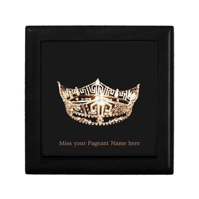 Miss America style Gold Pageant Crown Trinket Box (Front)