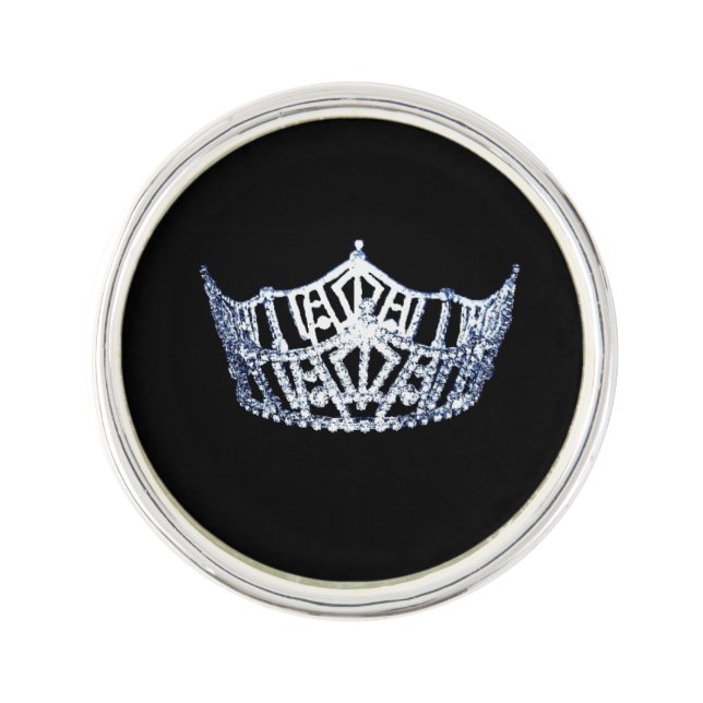 Miss America style Jeweled Crown Lapel Pin (Front)