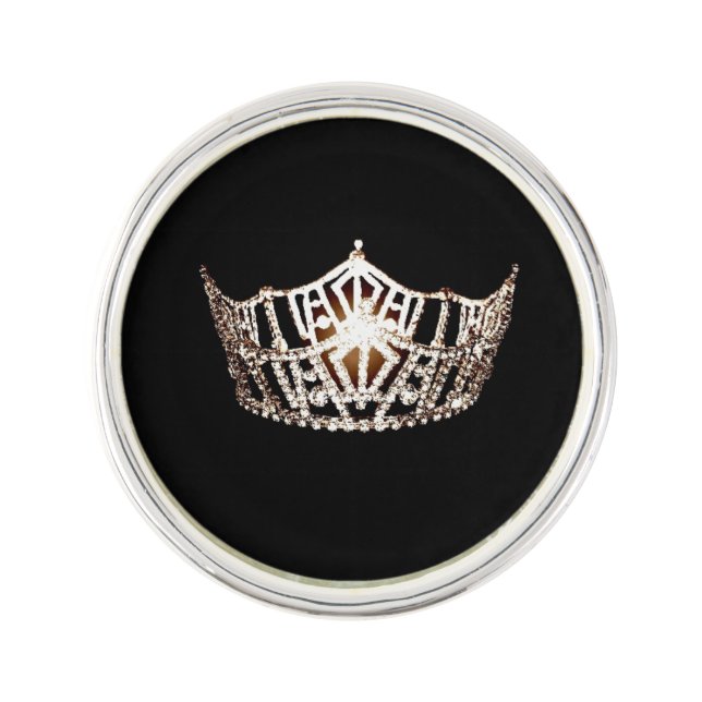 Miss America style Jeweled Crown Lapel Pin (Front)