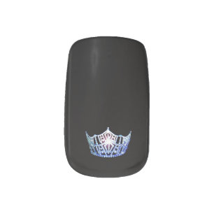 Miss America style Minx Nails Blue Crown Nail Art