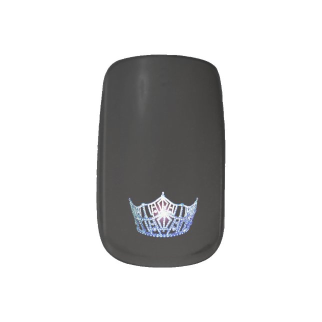 Miss America style Minx Nails Blue Crown Nail Art (Left Thumb)