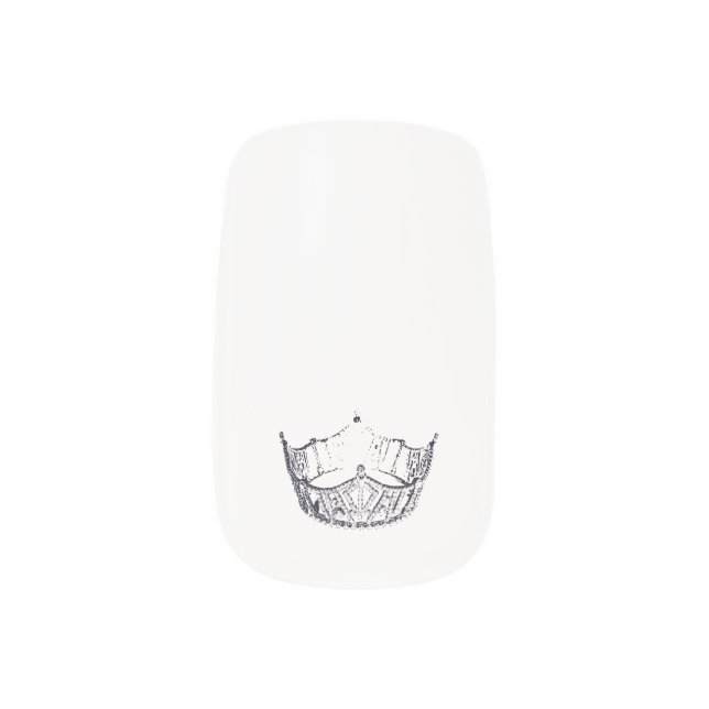 Miss America style Minx Nails Silver Crown Nail Wraps (Left Thumb)