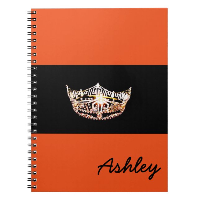 Miss America style Notebook-Crown & Custom Name Notebook (Front)