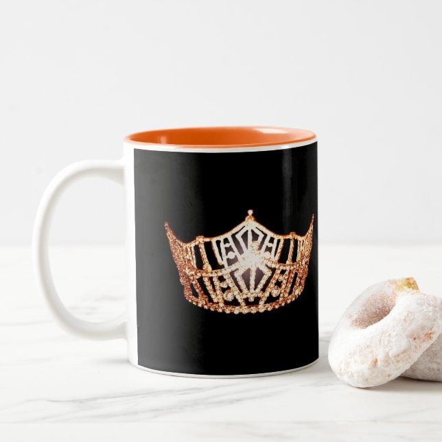 Miss America style Orange Crown  Mug (With Donut)