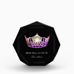 Miss America style Orchid Crown Acrylic Award<br><div class="desc">Acrylic award shown in the octagonal shape and is in black with a Gleaming pageant crown. Shown with fancy script and bold looking text. Customize to your own liking.</div>