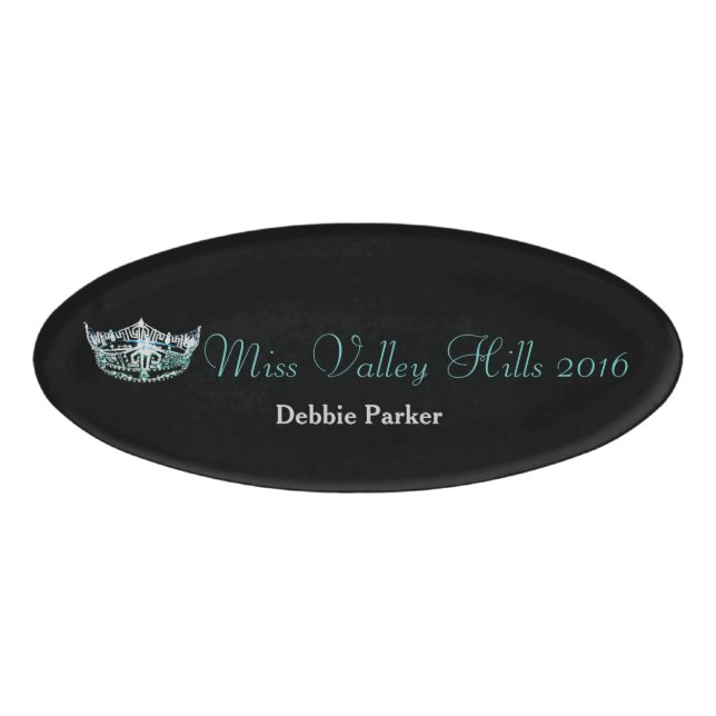 Miss America Style Oval Custom Name Tag (Front)