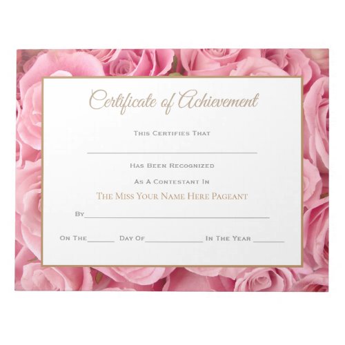 Miss America style Pageant Certificates_Achievmnt Notepad