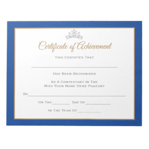 Miss America style Pageant Certificates-Achievmnt Notepad
