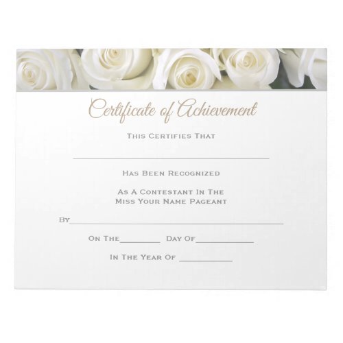 Miss America style Pageant Certificates_Achievmnt Notepad