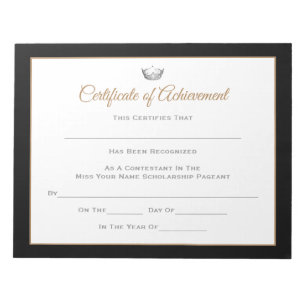 Miss America style Pageant Certificates-Achievmnt Notepad