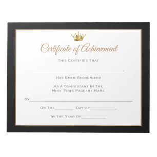 Miss America style Pageant Certificates-Achievmnt Notepad