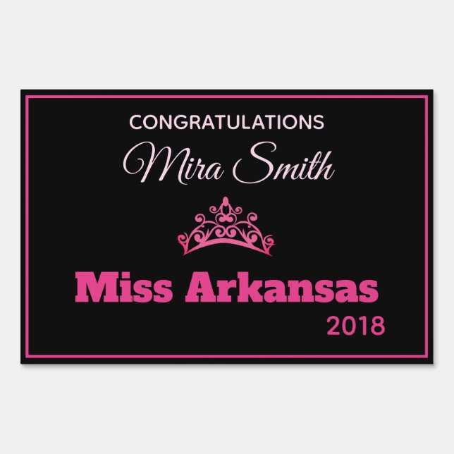 Miss America style Pageant Congrats Yard Sign (Front)