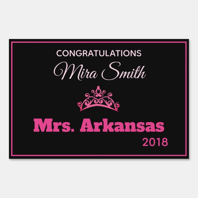 Miss America style Pageant Congrats Yard Sign (Front)