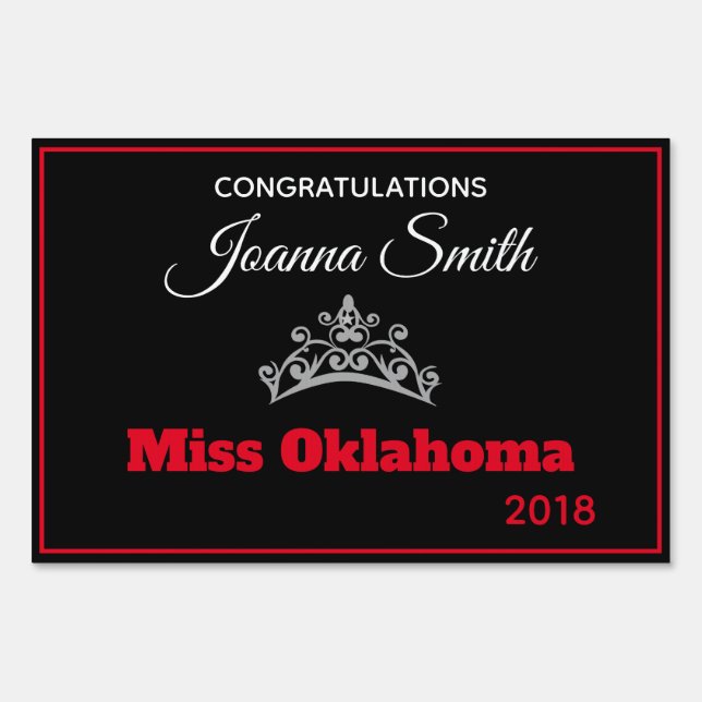 Miss America style Pageant Congrats Yard Sign (Front)