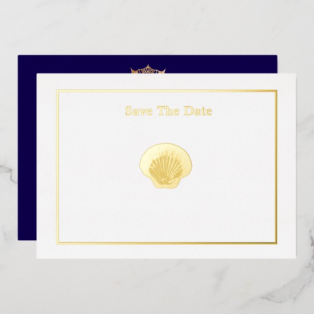 Miss America Style Pageant Crown Shell  Foil Invit Foil Invitation (Front/Back)