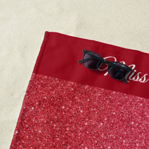 Miss America style Pageant Glitter Beach Towel