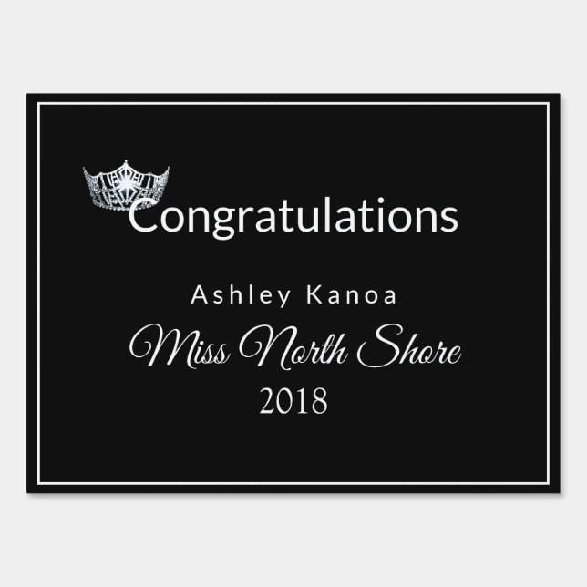 Miss America style Pageant Yard Sign (Front)