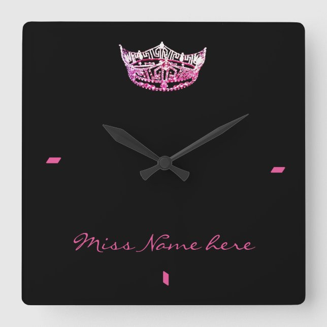 Miss America style Pink Crown Clock (Front)