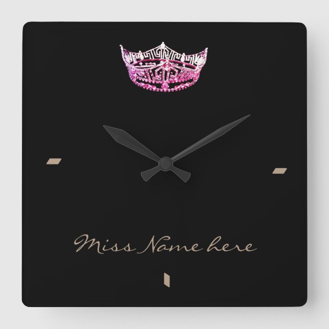 Miss America style Pink Crown Clock (Front)