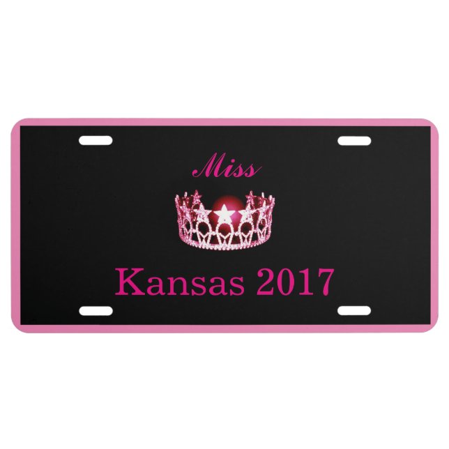 Miss America style Pink Crown Custom License Plate (Front)