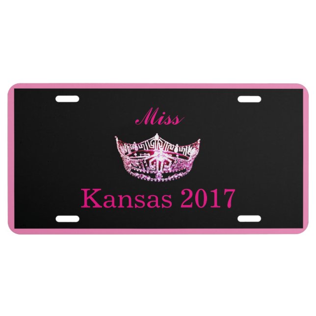 Miss America style Pink Crown Custom License Plate (Front)