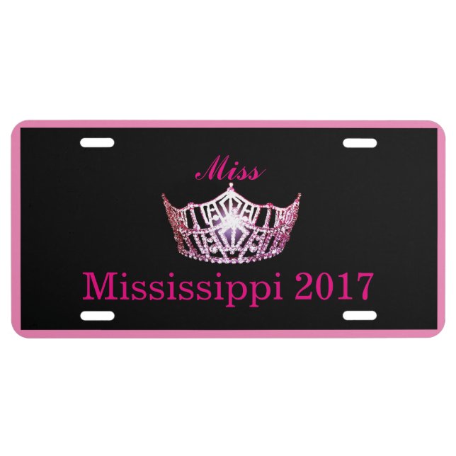 Miss America style Pink Crown Custom License Plate (Front)