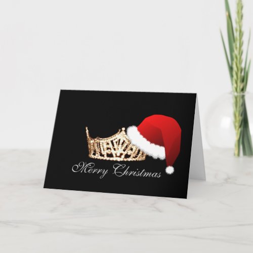 Miss America style Santa Hat Crown Christmas Card