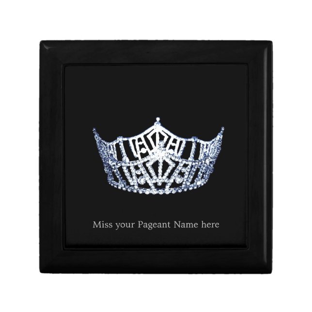 Miss America style Silver-Blue Crown Trinket Box (Front)