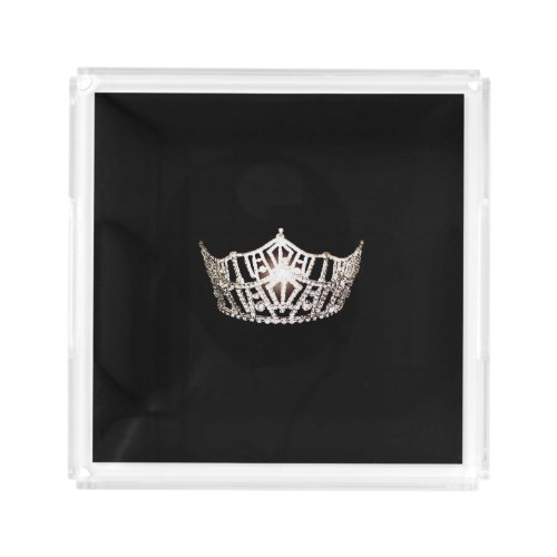 Miss America style Silver Crown Acrylic Tray