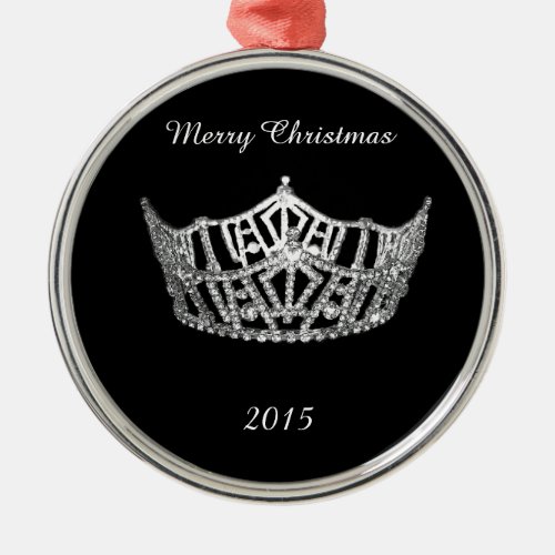 Miss America style Silver Crown Christmas Ornament