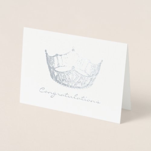 Miss America Style Silver Foil Crown Congrats Card