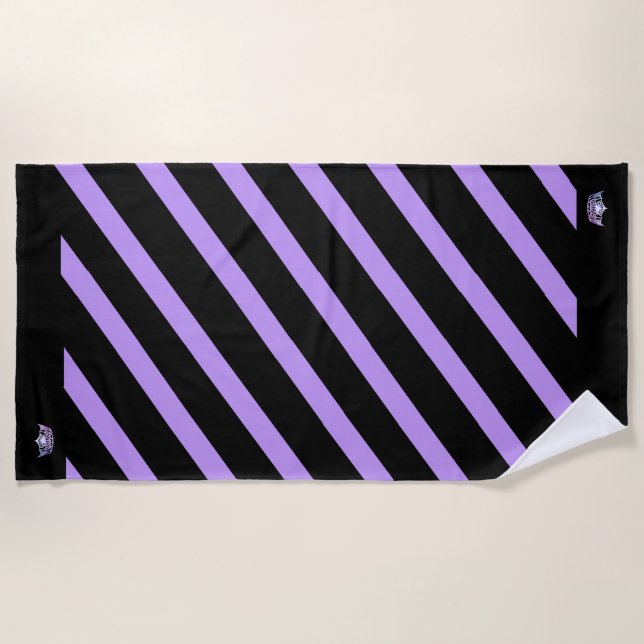 Miss America style Stripe Lilac Crown Beach Towel (Front)